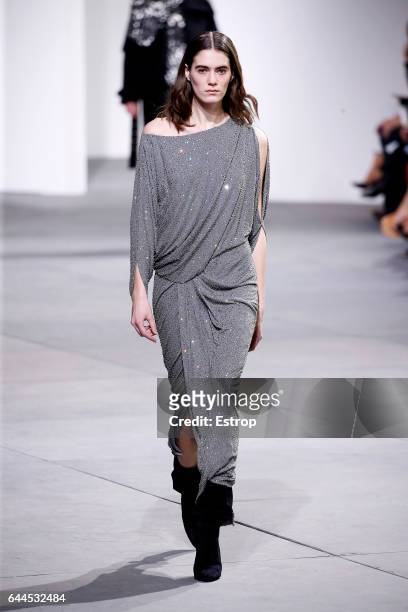 Model walks the runway at the Michael Kors show during the New York Fashion Week February 2017 collections on February 15, 2017 in New York City.