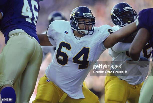 Scott Tercero of the California Golden Bears guards the line during a game against the Washington Huskies at Husky Stadium in Seattle, Washington....