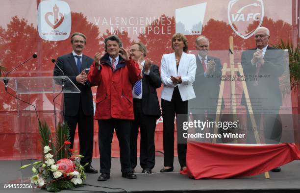 Frederic THIRIEZ / Jean Louis BORLOO / VAlerie LETARD / Francis DECOURRIERE - Inauguration du nouveau Stade de Valenciennes - Stade du Hainaut - -...