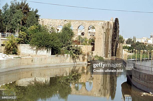 Syrien, ca. 1982, Historische Wasserrad , Noria, Wasserrad am Orontes Fluss