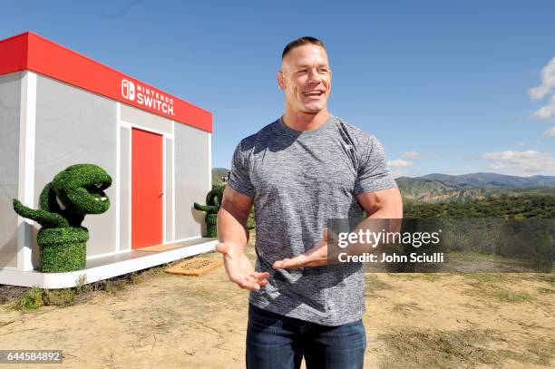 John Cena, WWE Superstar, hosts Nintendo Switch in Unexpected Places for the Nintendo Switch system on February 23, 2017 at Blue Cloud Movie Ranch in...