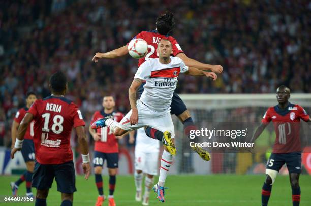 Jeremy MENEZ / Marko BASA - - Lille / PSG - 3eme journee de Ligue 1 - 2012/2013 - Photo : Dave WInter / Icon Sport