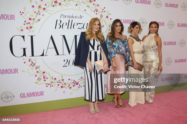 Angie Taddei, Melissa Lopez, Regina Murguia and Karla Diaz of Jeans attend the Glamour Mexico magazine Beauty Awards 2016 at Jardin Versal on...