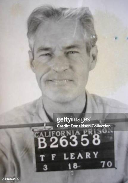 Mugshot of American psychologist Dr Timothy Leary on March 18, 1970.
