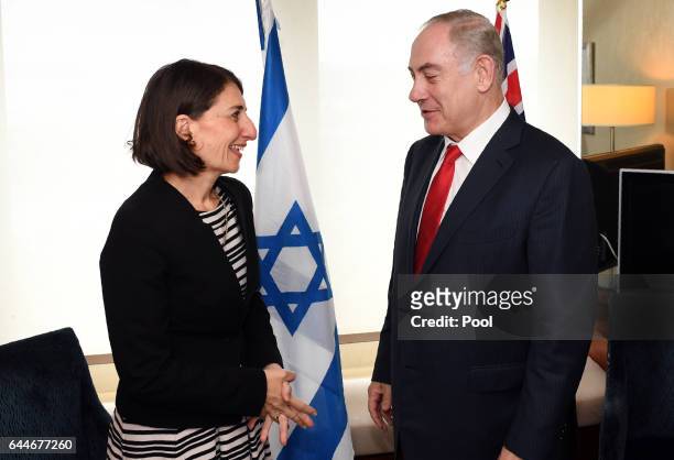 New South Wales Premier Gladys Berejiklian meets with Israeli Prime Minister Benjamin Netanyahu February 24, 2017 in Sydney, Australia. Netanyahu's...