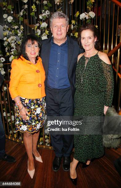 Regine Sixt, owner of the Sixt rental car company, Dieter Reiter, major of Munich and Kim-Eva Wempe attend the Wempe store opening on February 23,...