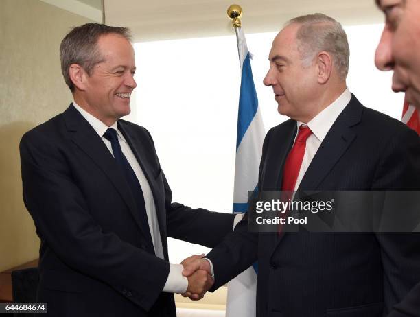 Opposition Labor Party leader Bill Shorten meets with Israeli Prime Minister Benjamin Netanyahu February 24, 2017 in Sydney, Australia. Netanyahu's...