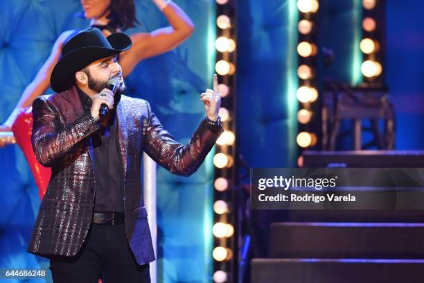 Gerardo Ortiz performs onstage during Univision's 29th Edition of Premio Lo Nuestro A La Musica Latina at the American Airlines Arena on February 23,...