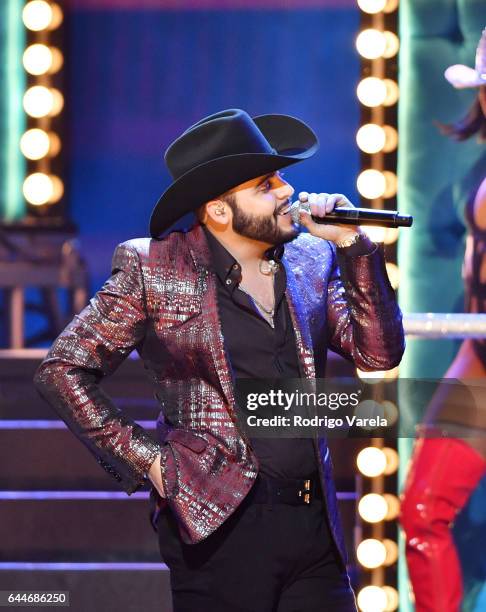 Gerardo Ortiz performs onstage during Univision's 29th Edition of Premio Lo Nuestro A La Musica Latina at the American Airlines Arena on February 23,...