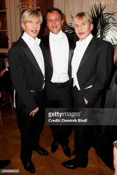 Arnold Wess, guest and Oskar Wess during the Opera Ball Vienna at Vienna State Opera on February 23, 2017 in Vienna, Austria.