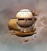 Vintage steampunk airship