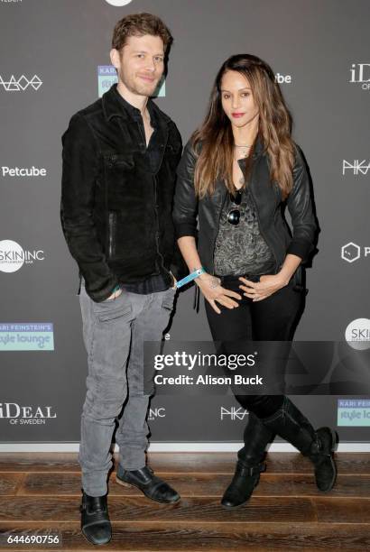 Actors Joseph Morgan and Persia White attend Kari Feinstein's Pre-Oscar Style Lounge at the Andaz Hotel on February 23, 2017 in Los Angeles,...