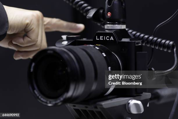 The Leica SL full-frame mirrorless digital camera, manufactured by Leica Camera AG, attached with an Atomos Global Pty Ltd. Ninja Flame recording...