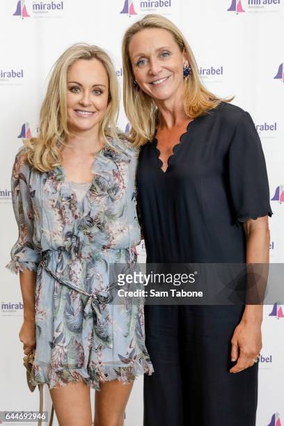 Lisa kelly and Laura McLachlan wife of Gillon arrives ahead of the 2nd Annual Mirabel Ladies Lunch at Glasshouse on February 24, 2017 in Melbourne,...