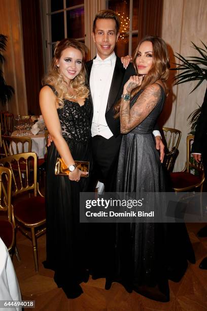 Cathy Lugner , Florian Wess and Gina-Lisa Lohfink during the Opera Ball Vienna at Vienna State Opera on February 23, 2017 in Vienna, Austria.