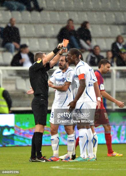 Marco RAMOS carton rouge / William LAVIS - - Auxerre / GFC Ajaccio - 13emejournee de Ligue 2 - Photo: Dave Winter / Icon Sport