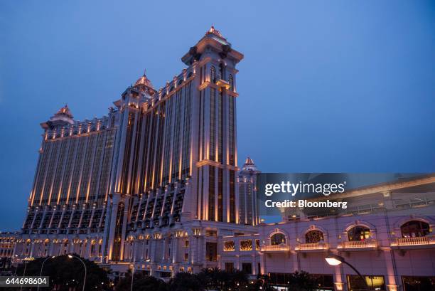 The Galaxy Macau Phase 2 casino and hotel, developed by Galaxy Entertainment Group Ltd., stands illuminated at dusk in Macau, China, on Wednesday,...