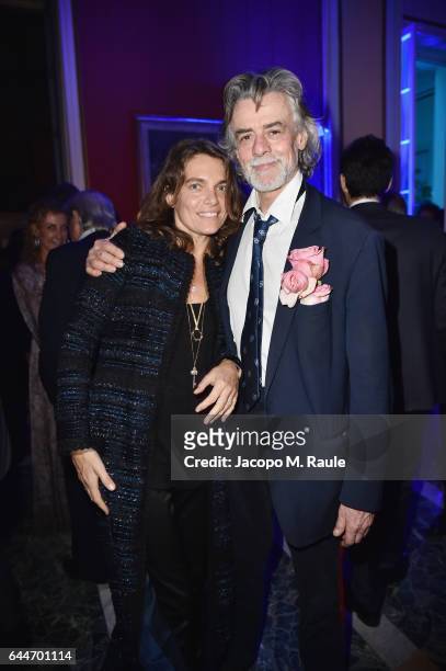 Gelasio Gaetani d'Aragona and Aline Coquelle attend the Tiffany&Co And Luisa Beccaria party during Milan Fashion Week Fall/Winter 2017/18 on February...