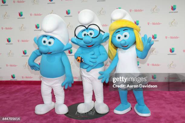 The Smurfs attend Univision's 29th Edition of Premio Lo Nuestro A La Musica Latina at the American Airlines Arena on February 23, 2017 in Miami,...