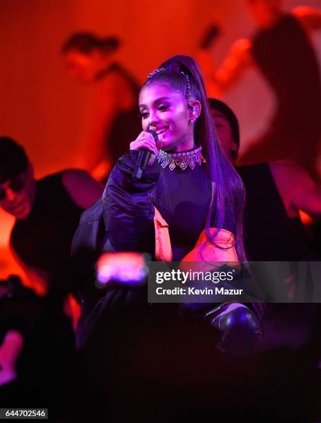 Ariana Grande performs onstage during her "Dangerous Woman" tour at Madison Square Garden on February 23, 2017 in New York City.