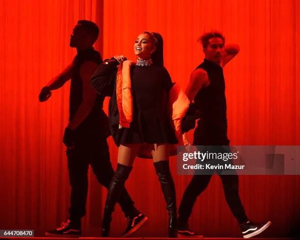 Ariana Grande performs onstage during her "Dangerous Woman" tour at Madison Square Garden on February 23, 2017 in New York City.