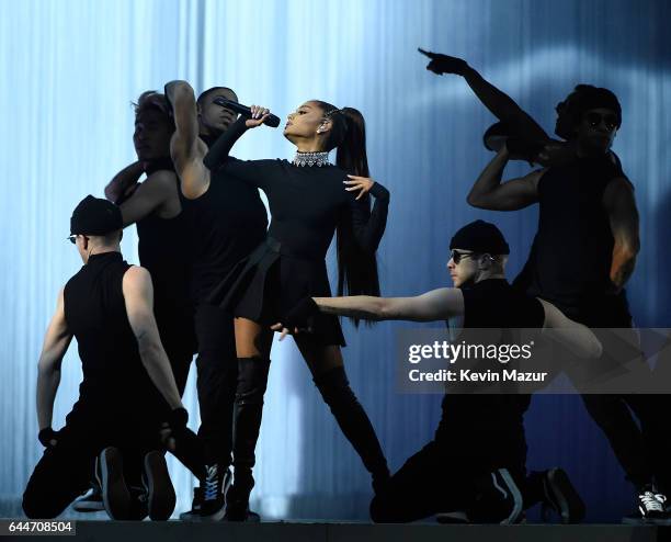 Ariana Grande performs onstage during her "Dangerous Woman" tour at Madison Square Garden on February 23, 2017 in New York City.