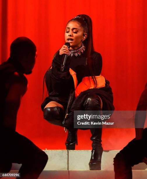 Ariana Grande performs onstage during her "Dangerous Woman" tour at Madison Square Garden on February 23, 2017 in New York City.