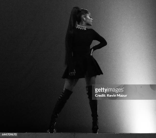 Ariana Grande performs onstage during her "Dangerous Woman" tour at Madison Square Garden on February 23, 2017 in New York City.