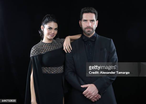 Arap Bethke and Livia Brito pose at Univision's 29th Edition of Premio Lo Nuestro A La Musica Latina at the American Airlines Arena on February 23,...