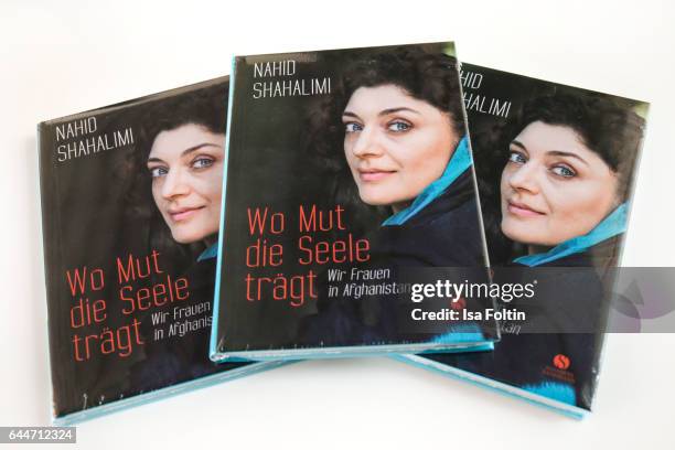 The book of Nahid Shahalimi during a photo session at Sofitel Munich Bayerpost on February 23, 2017 in Munich, Germany. Shahalimi's book 'Wo Mut die...