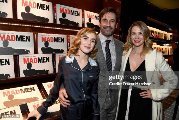 Actors Kiernan Shipka, Jon Hamm and January Jones attend the launch for Matthew Weiner's Book "Mad Men" at TASCHEN Store Beverly Hills on February...