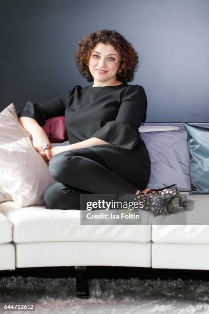 Author Nahid Shahalimi poses during a photo session at Sofitel Munich Bayerpost on February 23, 2017 in Munich, Germany. Shahalimi's book 'Wo Mut die...