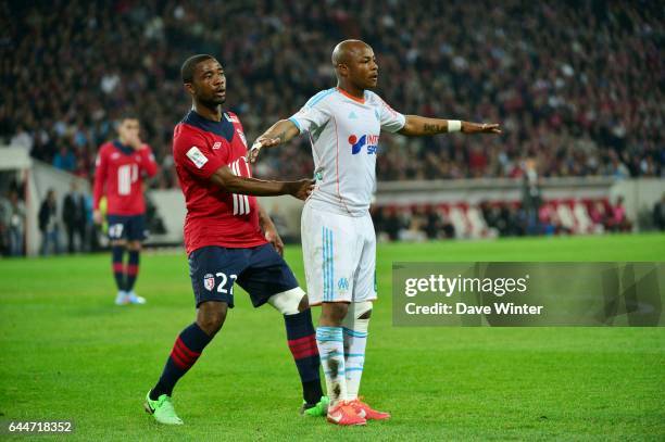 Aurelien CHEDJOU / Andre AYEW - - Lille / Marseille - 32eme journee de Ligue 1, Photo : Dave Winter / Icon Sport