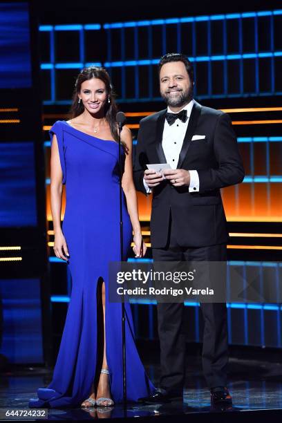 Argelia y Omar present onstage during Univision's 29th Edition of Premio Lo Nuestro A La Musica Latina at the American Airlines Arena on February 23,...