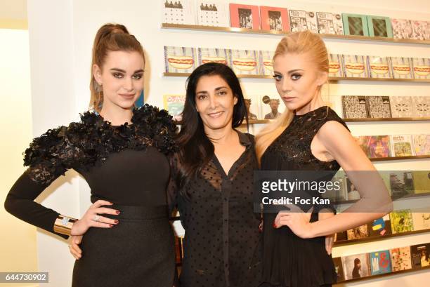 Actresses Elisa Bachir Bey, Fatima Adoum and Julia Battaia attend 'Facade16' Magazine Issue Launch at Colette on February 23, 2017 in Paris, France.
