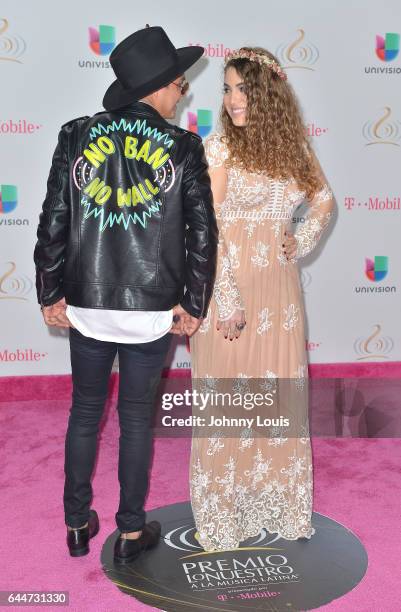 Periko & Jessi Leon attend Univision's 29th Edition of Premio Lo Nuestro A La Musica Latina at the American Airlines Arena on February 23, 2017 in...