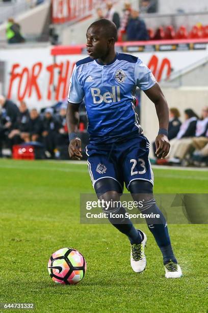 Vancouver Whitecaps forward Kekuta Manneh during the first half of the CONCACAF Champions League Quarterfinal game between the Vancouver Whitecaps...