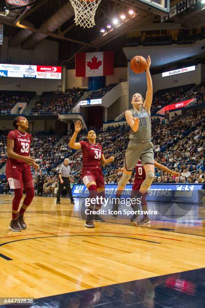 UConn Huskies Guard/Forward Katie Lou Samuelson drives to the basket during the first half a women's division 1 basketball game between the Temple...