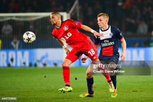 Sidney SAM / Lucas DIGNE - - Paris Saint Germain / Bayer Leverkusen - 1/8Finale Champions League, Photo : Dave Winter / Icon Sport