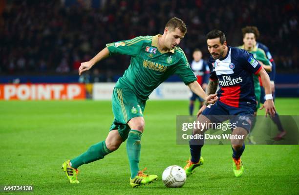 Francois CLERC / Ezequiel LAVEZZI - - Paris Saint Germain / Saint Etienne - 1/8Finale Coupe de la Ligue, Photo : Dave Winter / Icon Sport