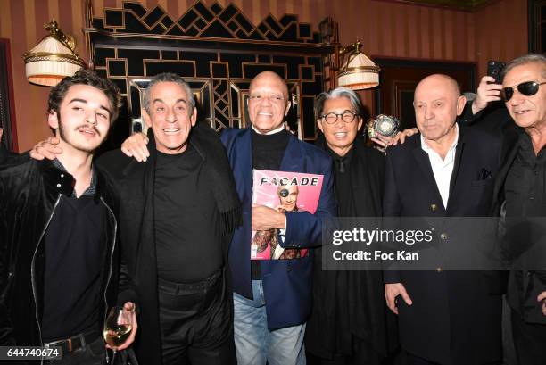Gaston Ardisson, his father Thierry Ardisson, Guy Cuevas, Kenzo Takada, Jean Louis Costes from Hotels Costes and Alain Benoist attend "Facade 16"...