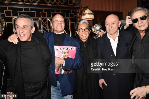 Thierry Ardisson, DJ Guy Cuevas, designer Kenzo Takada, Jean Louis Costes from Hotels Costes and Facade magazine editor Alain Benoist attend...