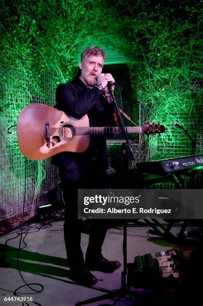 Honoree Glen Hansard performs onstage during the 12th Annual US-Ireland Aliiance's Oscar Wilde Awards event at Bad Robot on February 23, 2017 in...