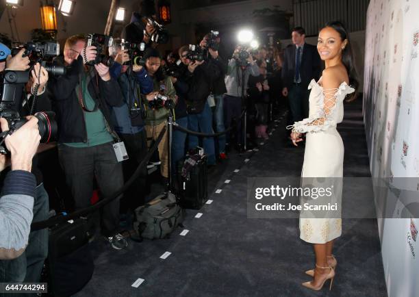 Actor Zoe Saldana attends the Cadillac Oscar Week Celebration at Chateau Marmont on February 23, 2017 in Los Angeles, California.