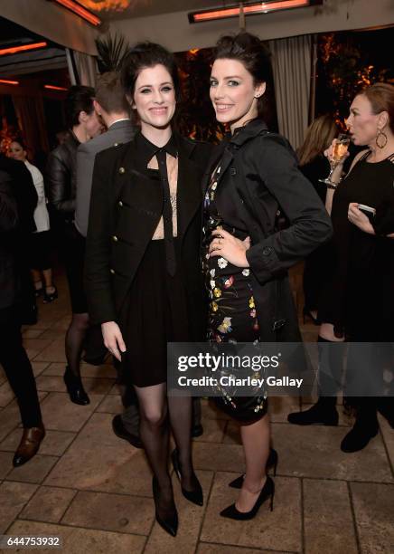 Actors Jessica De Gouw and Jessica Pare attend the Cadillac Oscar Week Celebration at Chateau Marmont on February 23, 2017 in Los Angeles, California.