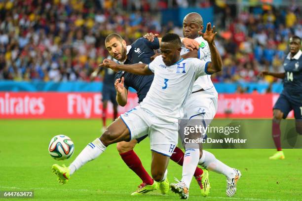Karim BENZEMA / Maynor FIGUEROA / Osman CHAVEZ - - France / Honduras - Coupe du Monde 2014 , Photo : Dave Winter / Icon Sport