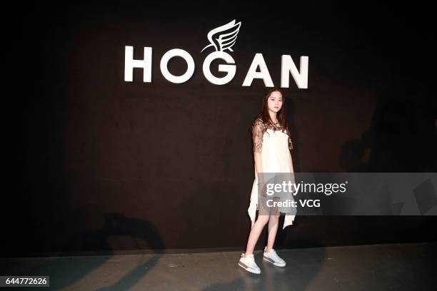 Cellist Nana Ou-yang attends the Hogan show during Milan Fashion Week Fall/Winter 2017/18 on February 23, 2017 in Milan, Italy.