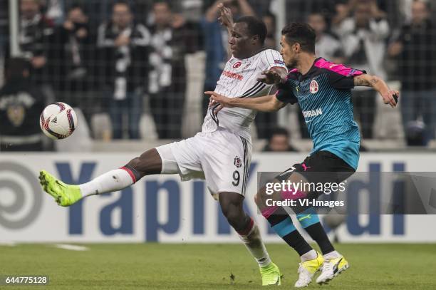 Vincent Aboubakar of Besiktas JK, Matan Ohayon of Hapoel Beer Shevaduring the UEFA Europa League round of 16 match between Besiktas JK and Hapoel...