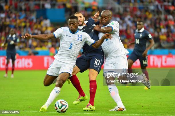 Karim BENZEMA / Maynor FIGUEROA / Osman CHAVEZ - - France / Honduras - Coupe du Monde 2014 , Photo : Dave Winter / Icon Sport