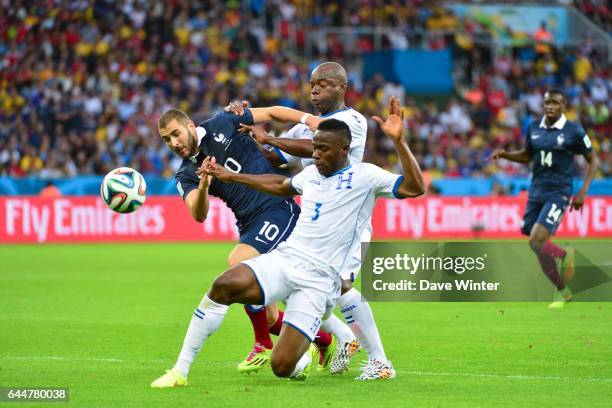 Karim BENZEMA / Maynor FIGUEROA / Osman CHAVEZ - - France / Honduras - Coupe du Monde 2014 -, Photo : Dave Winter / Icon Sport